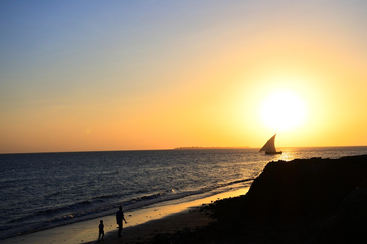 Dhow at sunset, Zanzibar